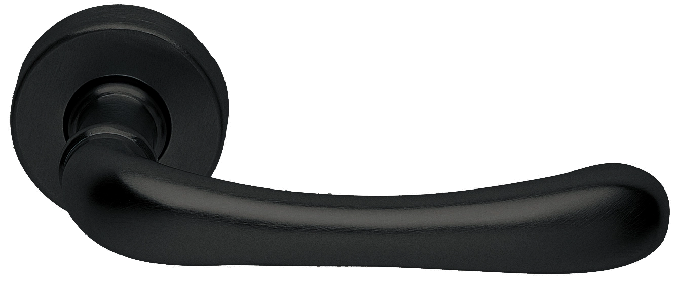 Ручка дверная RING R3-E NERO раздельная на круглой розетке, цвет - черный фото купить Липецк