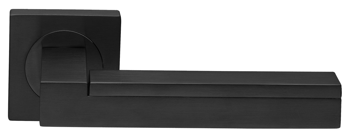 Ручка дверная ISLAND S2 NERO раздельная на квадратной розетке, цвет черный, латунь фото купить в Липецке