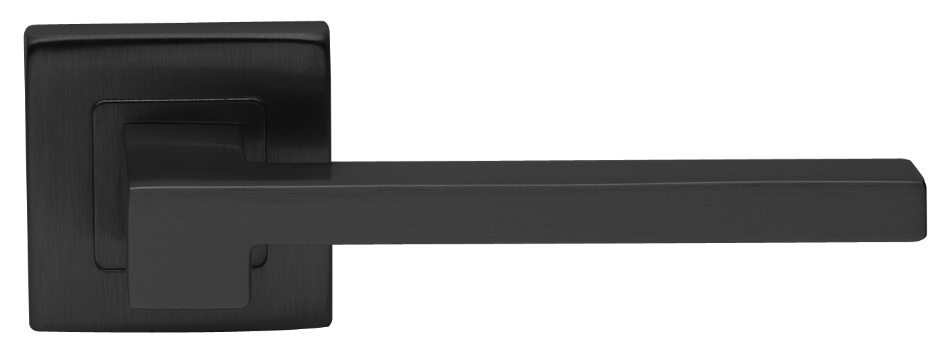 Ручка дверная STONE S3 NERO раздельная на квадратной розетке, цвет черный, латунь фото купить в Липецке