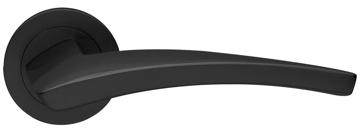 Ручка дверная WIND R2 NERO раздельная на круглой розетке, цвет черный, латунь фото купить в Липецке