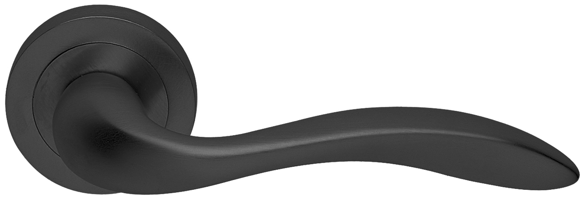 Ручка дверная LEON R2 NERO раздельная на круглой розетке, цвет черный, латунь фото купить в Липецке