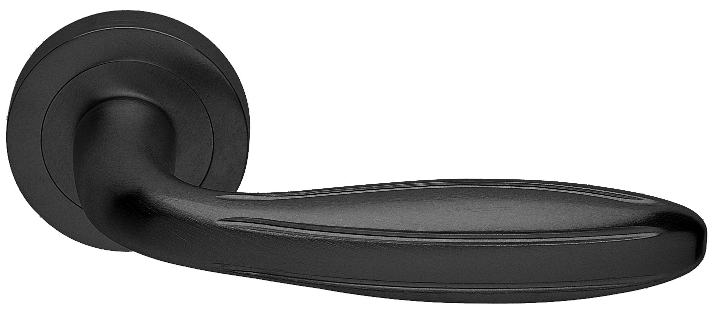 Ручка дверная BUD R2 NERO раздельная на круглой розетке, цвет черный, латунь фото купить в Липецке