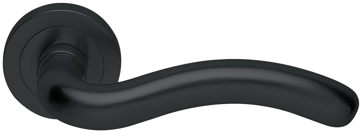 Ручка дверная SNAKE R2 NERO раздельная на круглой розетке, цвет черный, латунь фото купить в Липецке