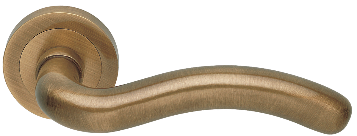 Ручка дверная SNAKE R2 BGO раздельная на круглой розетке, цвет матовая бронза, латунь фото купить в Липецке
