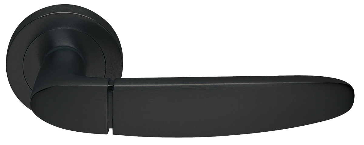 Ручка дверная SAIL R2 NERO раздельная на круглой розетке, цвет черный, латунь фото купить в Липецке