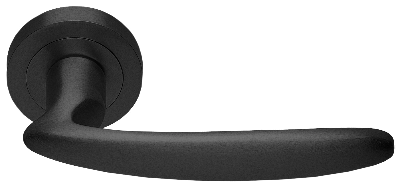 Ручка дверная FLAMINGO R2 NERO раздельная на круглой розетке, цвет черный, латунь фото купить в Липецке