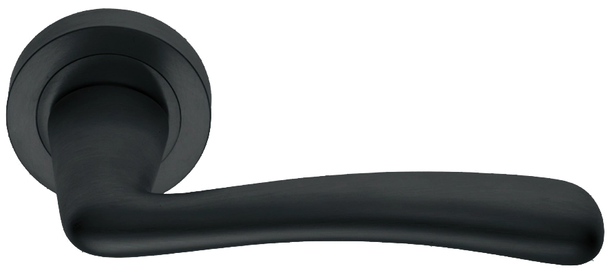 Ручка дверная COCKATOO R2 NERO раздельная на круглой розетке, цвет черный, латунь фото купить в Липецке