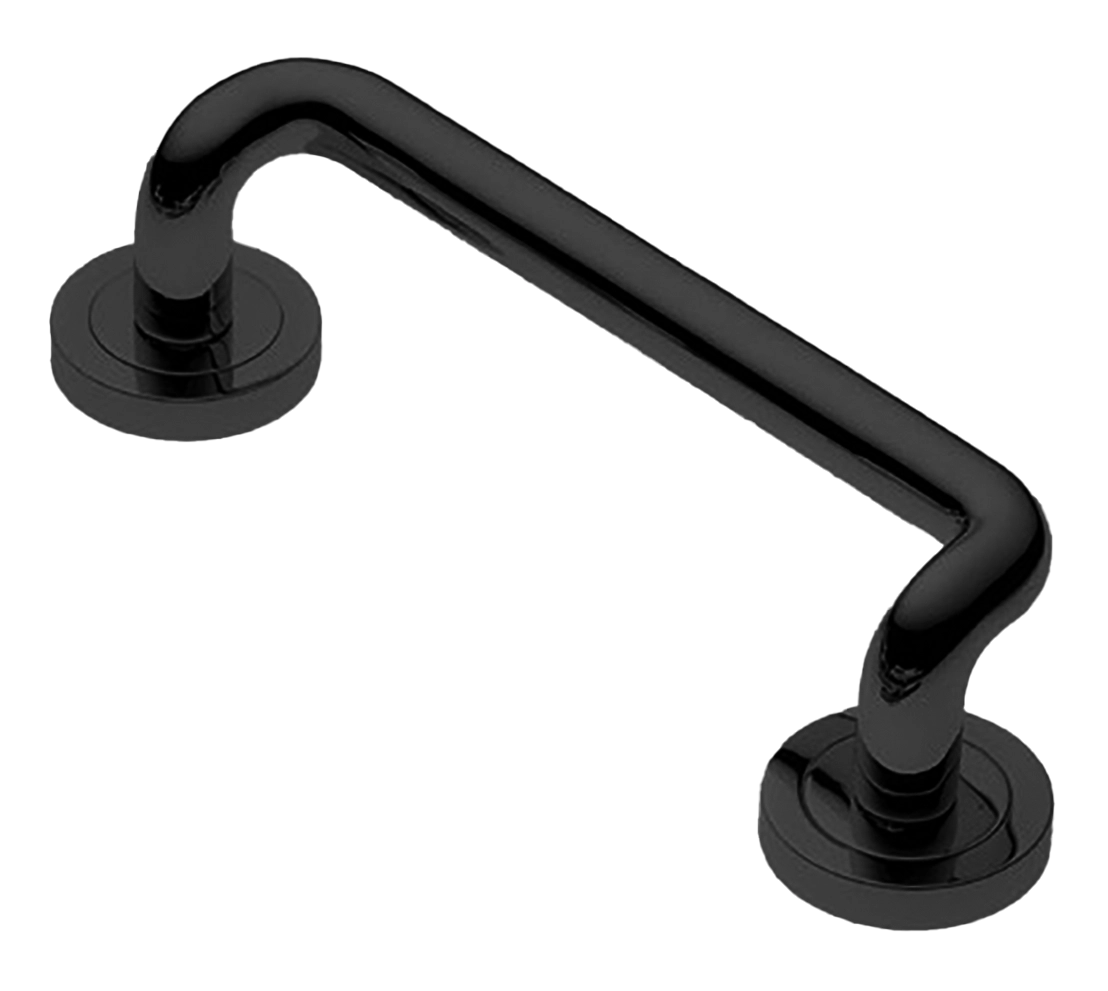 Ручка-скоба дверная SNAKE PH NERO на круглой розетке, цвет черный, латунь фото купить в Липецке