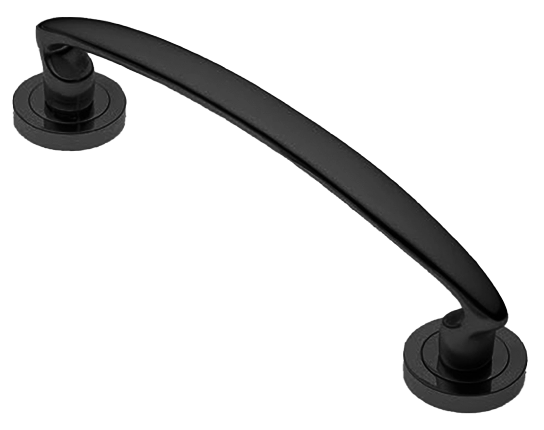 Ручка-скоба дверная FLAMINGO PH NERO на круглой розетке, цвет черный, латунь фото купить в Липецке