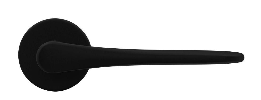 Ручка дверная AULA R5 NERO-ST на круглой розетке, цвет черный soft-touch, ЦАМ фото купить в Липецке