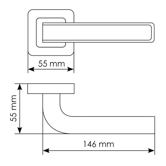 Комплект дверных ручек MH-46 SC/W-S55 + завертка сантехническая MH-WC-S55 SC/CP + защёлка бесшумная 1895P SC + петли врезные универсальные MSN 100X70X2.5-4BB SC (2шт), цвет хром фото купить в Липецке