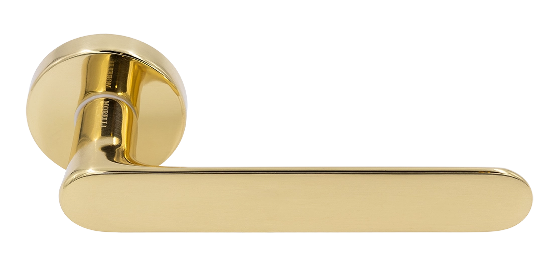 Ручка дверная LE BOAT R5 OTL раздельная на круглой розетке, цвет золото, латунь фото купить Липецк
