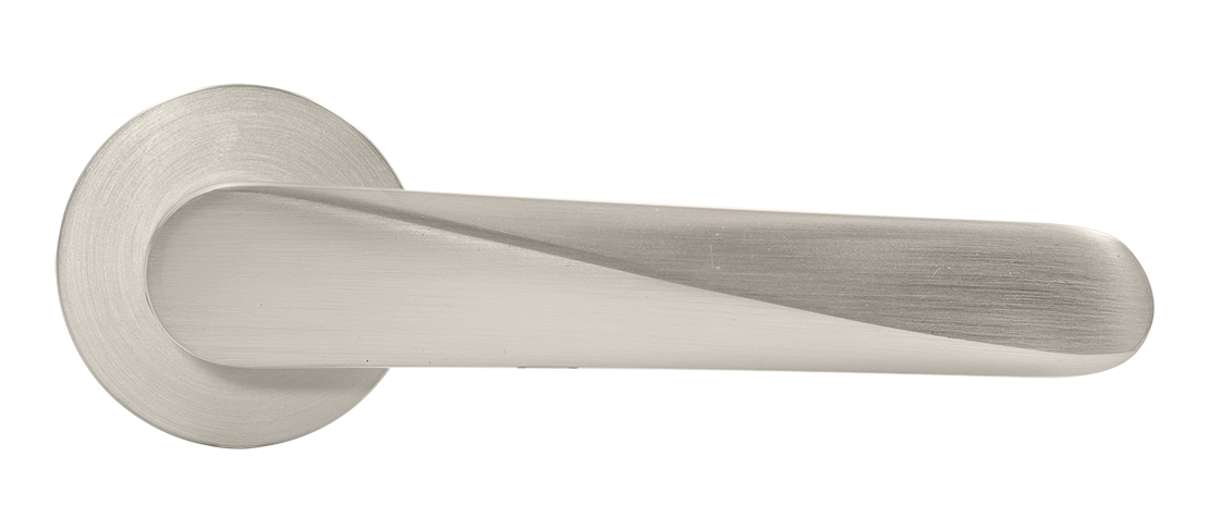 Ручка дверная CAYAN MH-58-R6 MSN раздельная на круглой розетке 6 мм, цвет матовый сатинированный никель, ЦАМ фото купить в Липецке