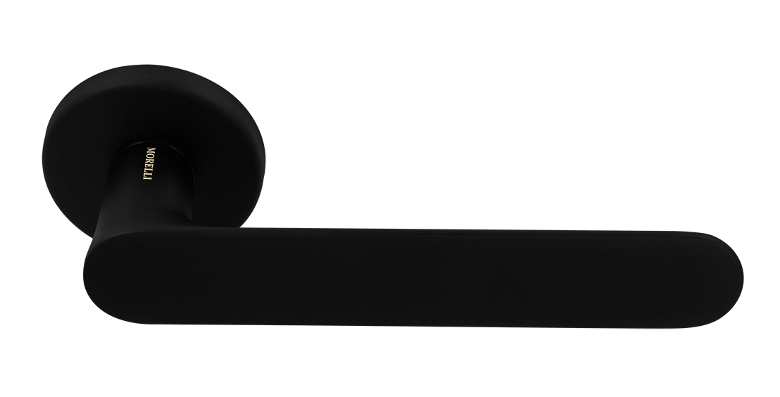 Ручка дверная LE BOAT R5 NERO-ST раздельная на круглой розетке, цвет черный soft-touch, латунь фото купить Липецк