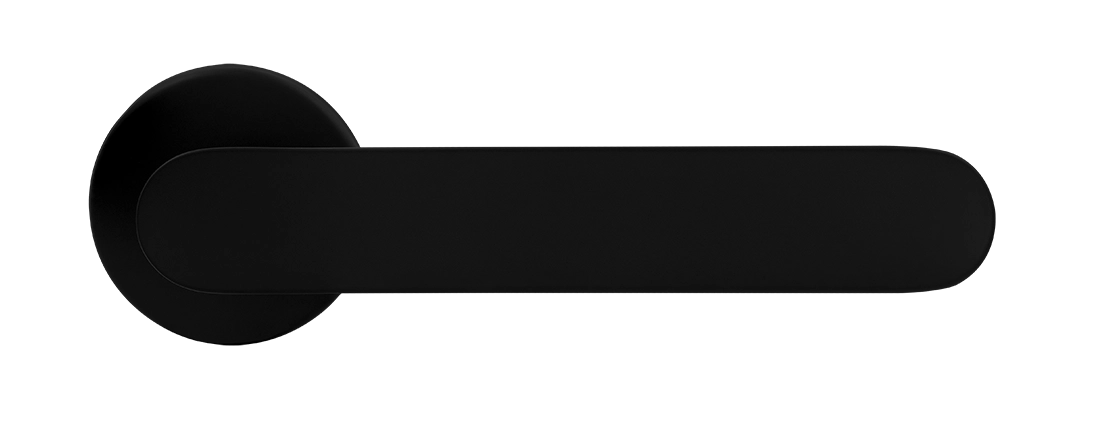 Ручка дверная LE BOAT R5 NERO-ST раздельная на круглой розетке, цвет черный soft-touch, латунь фото купить в Липецке