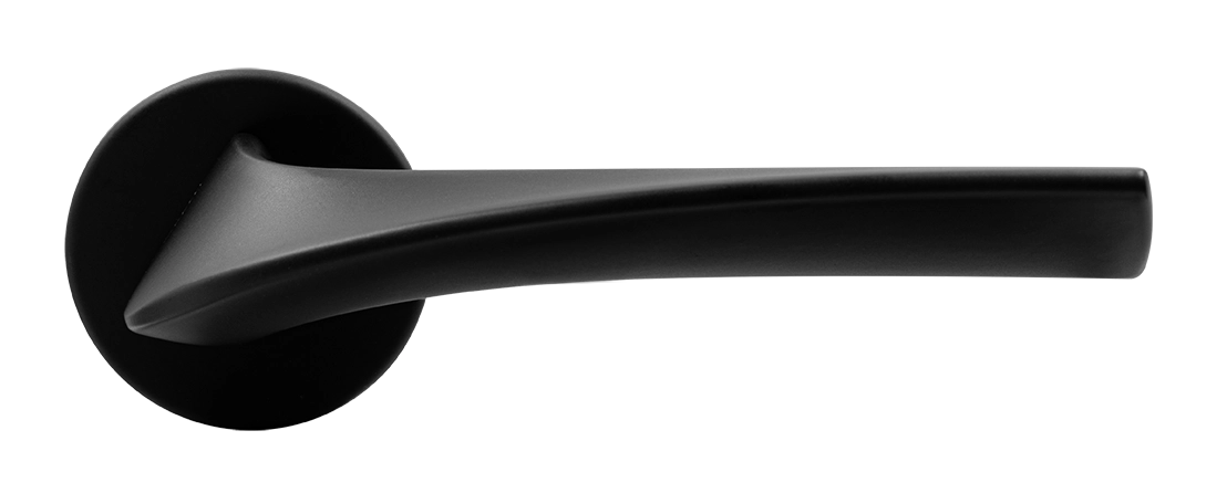 Ручка дверная COMETA R5 NERO-ST на круглой розетке цвет черный soft-touch, ЦАМ фото купить в Липецке