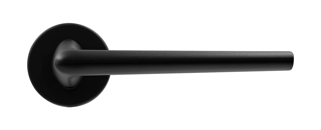 Ручка дверная THE FORCE R5 NERO-ST на круглой розетке, цвет черный soft-touch, ЦАМ фото купить в Липецке