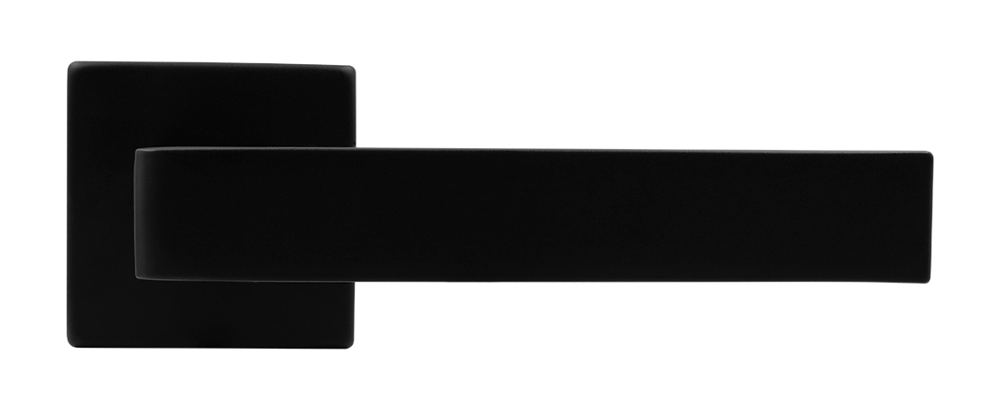Ручка дверная HORIZONT S5 NERO-ST на квадратной розетке, цвет черный soft-touch, ЦАМ фото купить в Липецке
