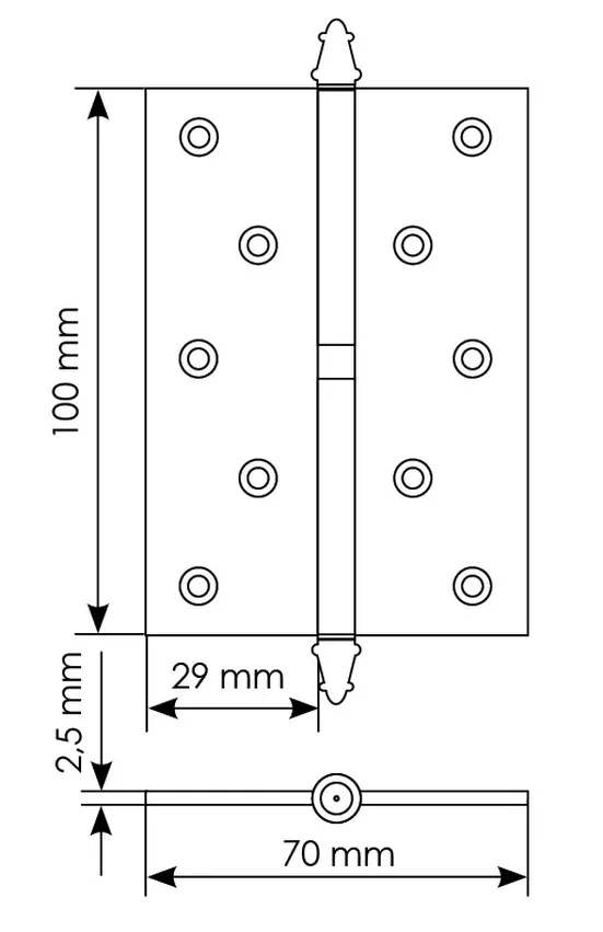 Петля карточная разъемная MSN 100X70X2.5 R COF с подшипником стальная правая, врезная, цвет кофе фото купить в Липецке