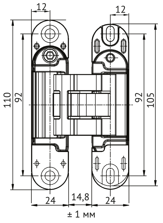 Петля скрытая HH-28 SC врезная с 3D-регулировкой вес полотна до 40 кг, цвет матовый хром фото купить в Липецке