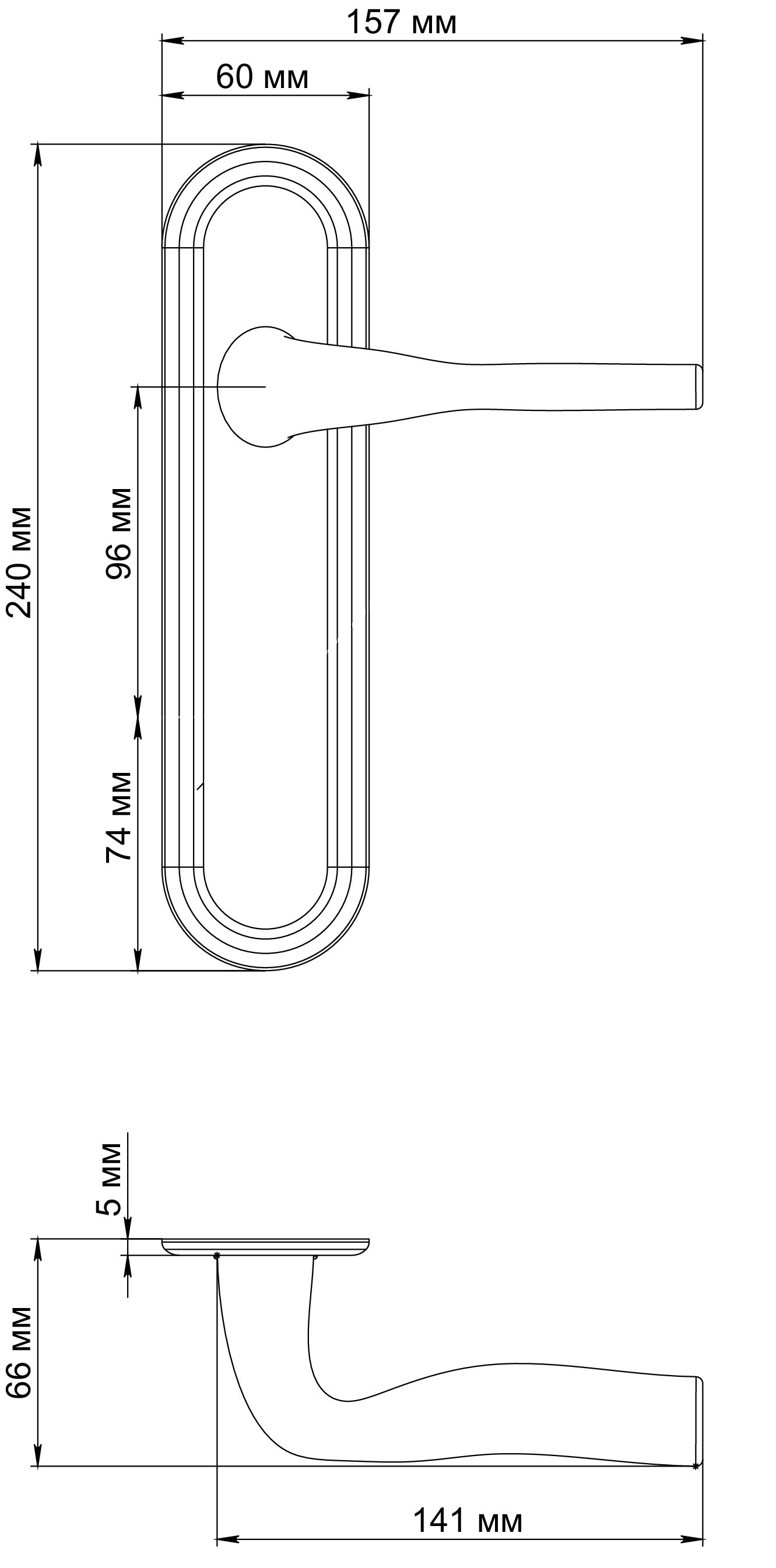 Ручка дверная LVB PLR WF на планке, цвет Зимняя стужа/Winter Frost фото фурнитура Липецк