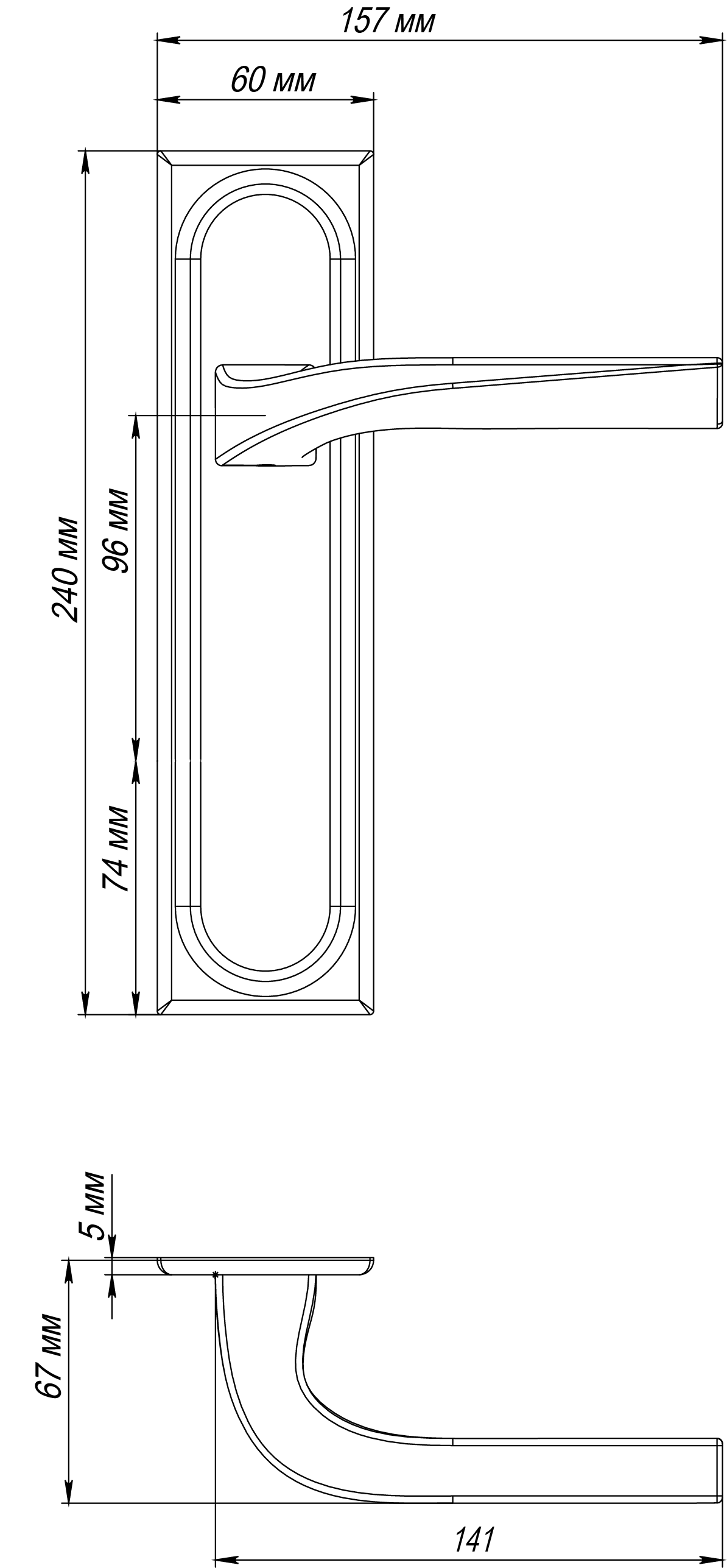 Ручка дверная WD CONCERT HALL PLS SST на планке, цвет Летняя гроза/Summer Storm фото фурнитура Липецк