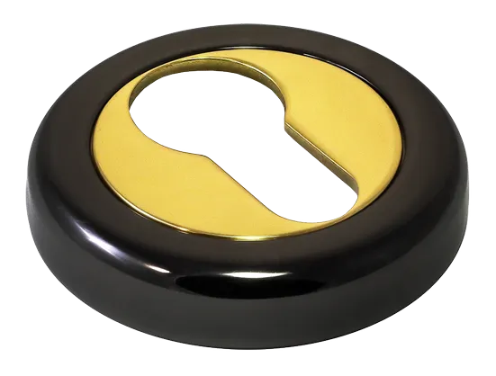 LUX-KH-R4 NNO, накладка на евроцилиндр, цвет - черный хром/золото фото купить Липецк