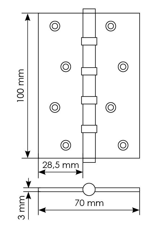    	 Петля карточная латунная универсальная MBU 100X70X3-4BB SN , врезная, цвет белый никель фото купить в Липецке