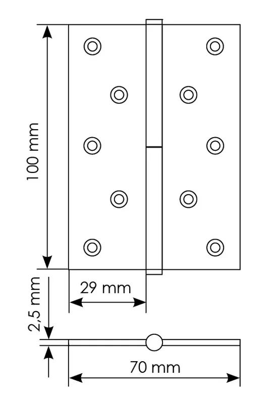 Петля разъемная MSD 100X70X2.5 SN R правая, врезная, цвет белый никель, сталь фото купить в Липецке