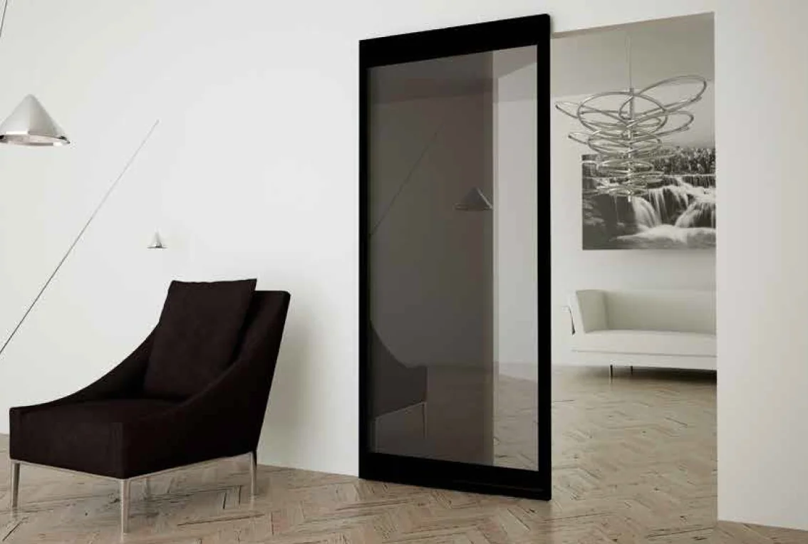 INVISIBLE-2 FRAME 1500/3000 NS, раздвижная система для дверей шириной  1500мм, высотой 3000мм, цвет - черный фото купить Липецк