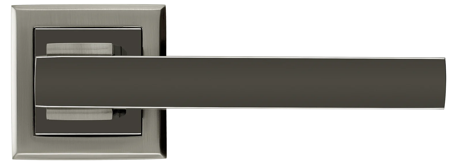 PIQUADRO, ручка дверная MH-37 SN/BN-S, на квадратной накладке, цвет - бел. никель/черн. никель фото купить в Липецке