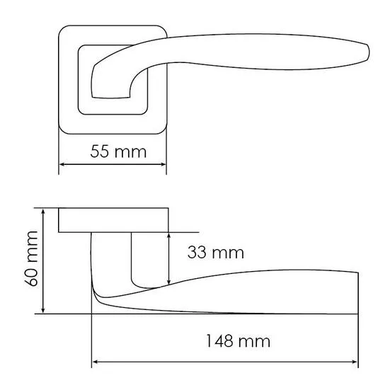 Ручка дверная SHELL MH-45 GR/CP-S55 раздельная на квадратной розетке, цвет графит/хром, ЦАМ Light фото купить в Липецке