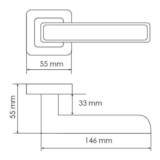 Ручка дверная FLEX MH-44 GR/CP-S55 раздельная на квадратном основании, цвет графит/хром, ЦАМ Light фото купить в Липецке