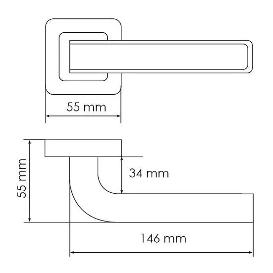 Ручка дверная EON MH-46 GR/CP-S55 раздельная на квадратной розетке, цвет графит/хром, ЦАМ Light фото фурнитура Липецк