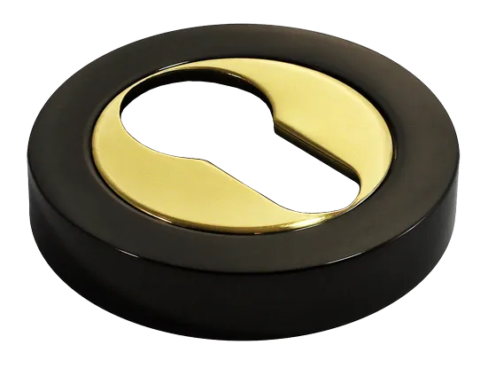 LUX-KH-R2 NNO, накладка на евроцилиндр, цвет - черный хром/золото фото купить Липецк